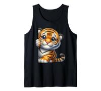 Adorable bébé Tigre Qui Regarde Un Animal de Dessin animé Débardeur