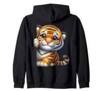 Adorable bébé Tigre Qui Regarde Un Animal de Dessin animé Sweat à Capuche