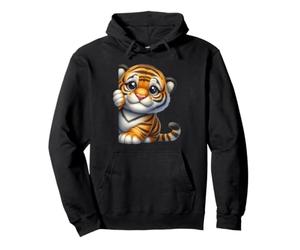 Adorable bébé Tigre Qui Regarde Un Animal de Dessin animé Sweat à Capuche
