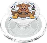 Adorable bébé vache Highland dans un bain moussant PopSockets PopGrip pour MagSafe