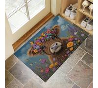 Adorable Bétail des Highlands Paillasson Interieur Entree 40 X 60 Cm, Animaux À Fleurs Tapis D'Entrée Antidérapant, Tapis De Sol Absorbantes Couleurs Mélangées pour Chien, Porte, Couloir