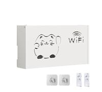 Adorable boîte de rangement décorative pour routeur WiFi Fortune Cat - Boîte creuse pour la gestion des câbles, les télécommandes et les petits articles, accessoire de décoration élégant pour la