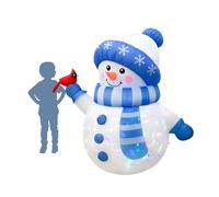 Adorable Bonhomme de Neige Bleu Gonflable de Noël de 1,5 m avec Oiseau, gonflables de Noël en Plein air(EU-Plug)