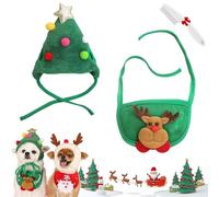 Adorable Bonnet Sapin De Noël Pom-Pom, Chapeau De Noël Réglable pour Chien, Chapeaux De Santa pour Chien, Costume Sapin Chat, Décoration De Noëls pour Chiens Chats (A,L)