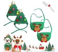 Adorable Bonnet Sapin De Noël Pom-Pom, Chapeau De Noël Réglable pour Chien, Chapeaux De Santa pour Chien, Costume Sapin Chat, Décoration De Noëls pour Chiens Chats (2A,L)
