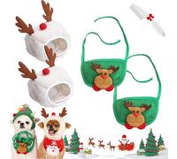 Adorable Bonnet Sapin De Noël Pom-Pom, Chapeau De Noël Réglable pour Chien, Chapeaux De Santa pour Chien, Costume Sapin Chat, Décoration De Noëls pour Chiens Chats (2C,L)