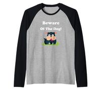 Adorable Bouledogue de Dessin animé « Beware of Dog » Manche Raglan