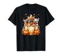 Adorable Bouledogue français d'automne Frenchie Pups Citrouille épices Latte T-Shirt