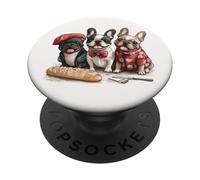 Adorable bouledogue français en forme de chien portant un béret de cuisine PopSockets PopGrip Adhésif