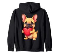 Adorable Bouledogue français Tenant Un cœur Adorable pour Les Amoureux des Chiens Sweat à Capuche