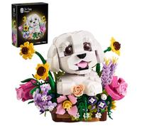 Adorable bouquet de chiens, blocs de construction succulents, compatibles avec les adorables chiens Lego avec fleurs artificielles, bonsaï, plantes créatives et animaux, jouet de construction, cadeau