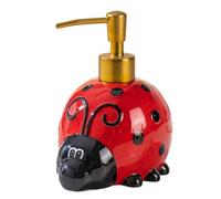 Adorable Bouteille Distributrice De Savon En Céramique Avec Pompe ABS - Distributeur De Liquide Rechargeable for Savon for Les Mains, Gel Douche Et Savon À Vaisselle De Cuisine(Ladybug)