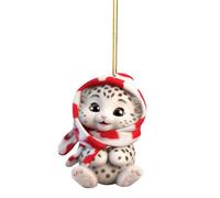 Adorable breloque arbre de Noël léopard des neiges bébé décoration de voiture 2D plat acrylique pendentif arbre de Noël osq57 (E, taille unique)
