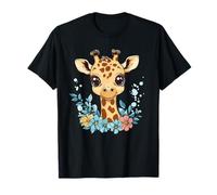 Adorable breloque jeune girafe avec fleurs T-Shirt