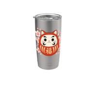 Adorable breloque porte-bonheur en forme de chat Daruma San Sakura Gobelet isotherme en acier inoxydable double paroi