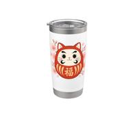 Adorable breloque porte-bonheur en forme de chat Daruma San Sakura Gobelet isotherme en acier inoxydable double paroi