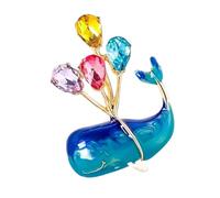 Adorable broche baleine de dessin animé accentuée par des ballons scintillants unisexe bijoux en alliage pour sacs à dos et tenue style mignon broche, taille unique, comme décrit