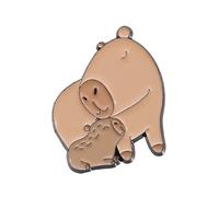 Adorable broche Capybaras en forme d'animal - Élégante - Texture en alliage - Convient pour sac à dos et décoration de tissu, Métal