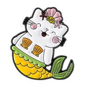 Adorable broche en forme de chat avec couleurs vibrantes - Unisexe - Accessoire de mode pour un usage quotidien - Accessoires de bijoux pour sirènes et chats, taille unique, Comme décrit