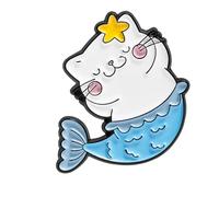 Adorable broche en forme de chat avec des couleurs vibrantes - Accessoire de mode unisexe pour un usage quotidien - Motifs de sirènes, taille unique, Comme décrit