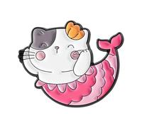 Adorable broche en forme de chat sirène avec couleurs vibrantes - Design robuste - Accessoire de mode unisexe pour un usage quotidien - Épinglette en forme d'animal, taille unique, Comme décrit