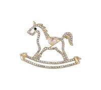 Adorable broche en forme de cheval plaquée or avec strass - Design léger - Pour chemises, manteaux, écharpes, bijoux tendance