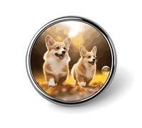 Adorable broche ronde en forme de chien Corgi pour chapeaux, vestes, accessoires de bijoux pour fête de mariage