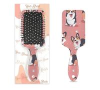 Adorable brosse à poils de chien Corgi rose gallois humides et secs avec coussin d'air Brosse à cheveux démêlante en plastique pour enfants adultes Cadeau de rentrée scolaire femme homme