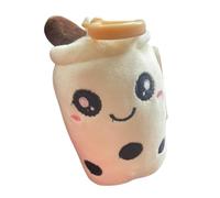Adorable Bubble Tea Doudou Boba Plushie avec Porte-Clés, Jouet Doux Squishy (Lait)