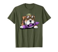 Adorable Bulldog Militaire I Eat Crayons Grunt MRE Eater Jarhead T-Shirt