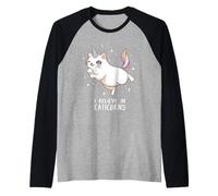 Adorable Cadeau Amusant Arc-en-Ciel Caticorn Fantasy Licorne Chat Maman Manche Raglan