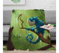 Adorable Caméléon Cartoon Plaid 3D Imprimé Microfibre Décoration Maison Couverture Motif Animal pour Adulte Jeune Canapé Lit 40x50(100x130cm)