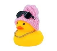 Adorable canard en caoutchouc pour tableau de bord - Décoration de tableau de bord de voiture avec collier, lunettes de soleil, chapeau, accessoires de décoration de voiture pour tableau de