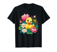 Adorable caneton dans Une scène de Bassin de Lotus en Fleurs T-Shirt