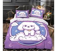adorable caniche Impression 3D 3 pièces housse de couette style dessin animé kawaii housse de courtepointe microfibre doux hypoallergénique pour adolescents filles hommes Super king（260x220cm）