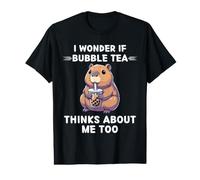 Adorable Capybara I Wonder If Bubble Tea Thinks About Me Too T-Shirt Graphique avec Valeur