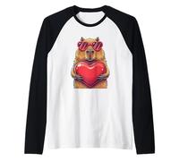 Adorable Capybara pour Anniversaire d'école rétro Manche Raglan