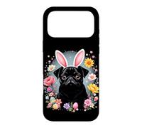 Adorable Carlin Noir avec Oreilles de Lapin pour s'amuser à Pâques Coque pour iPhone 17 Pro Max