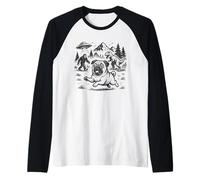 Adorable Carlin pour s'échapper de l'OVNI Alien Bigfoot Manche Raglan
