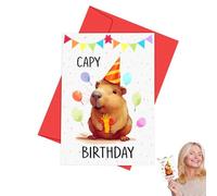Adorable carte d'anniversaire Capybara - 12,5 x 17,6 cm. Carte de vœux d'anniversaire Capybara amusante avec un design charmant, de haute qualité, heureuse - Parfait pour les amis, la famille et les