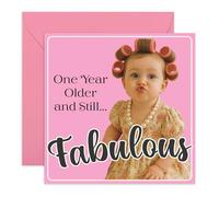 Adorable carte d'anniversaire pour elle - Un an de plus et toujours fabuleux - Salutations pour les amis, collègues, beaux-parents, beaux-amis, fiancés, sœur, meilleure amie, épouse, maman - Livré