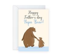 Adorable carte de fête des pères pour papa ours - Cadeau pour papa, papa, papa, pop, beau-père, lui, famille de la part de son fils, fille, épouse - Motif ours mignon et ourson - Livré avec des