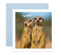 Adorable carte de vœux en forme d'animal - Baisers suricates - Carte d'amour, d'anniversaire, de Saint-Valentin ou d'amitié pour lui, elle, homme, femme, partenaire, ami, conjoint, mari, épouse