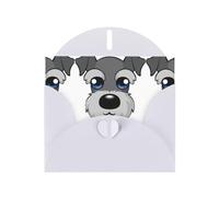 Adorable carte de vœux en papier nacré vierge avec impression schnauzer, motifs uniques, enveloppes pour remerciement, invitations