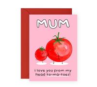 Adorable carte de vœux pour maman - « Love You from My Head To Ma-To-Ma-toes » - Jolie carte de la part d'un fils ou d'une fille pour maman, maman, maman - Sweet Birthday ou fête des mères - Livré