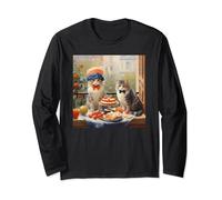 Adorable Cat-Lovers' Tee: Renoir Inspired Two Sisters Cat Manche Longue