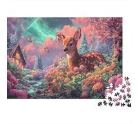 Adorable cerf dans Le Champ de Fleurs 1000pcs Puzzles for Teenagers Faune Sauvage Cadeau pour Homme Et Femme Activité De Détente Décoration D’intérieur Jeu Stimulant 52x38cm/1000pcs