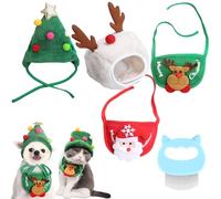 Adorable chapeau à pompon en forme de sapin de Noël, chapeau de Père Noël en velours vert pour chiens, chats, animaux de compagnie pour fête de Noël (I, taille S)