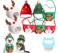 Adorable chapeau à pompon en forme de sapin de Noël, chapeau de Père Noël en velours vert pour chiens, chats, animaux de compagnie pour fête de Noël (taille L, taille M)