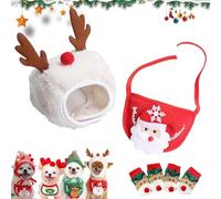 Adorable Chapeau de Noël à Pompon for Petits Chiens, Chapeau de Noël Ajustable for Chats et Chiens, idéal for Les Photos festives.(SetE,M)